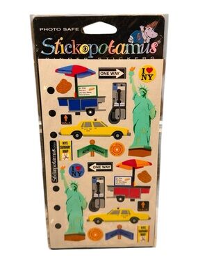 VINTAGE STICKOPOTAMUS NEW YORK SCRAPBOOK JOURNALING BINDER STICKERS CY-01